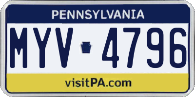 PA license plate MYV4796
