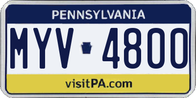 PA license plate MYV4800