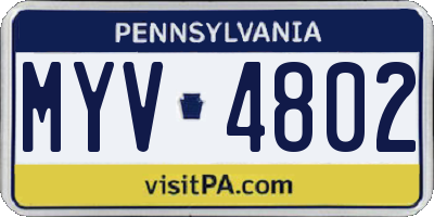PA license plate MYV4802