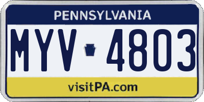 PA license plate MYV4803