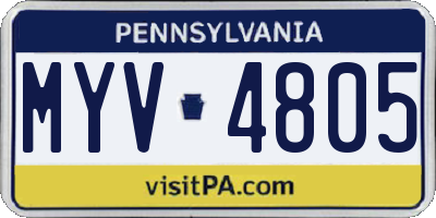 PA license plate MYV4805