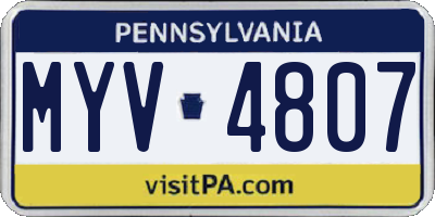 PA license plate MYV4807