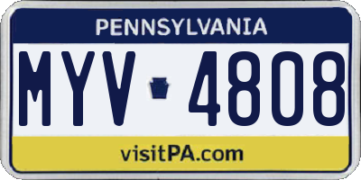PA license plate MYV4808