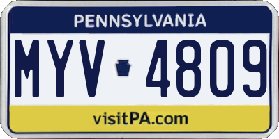 PA license plate MYV4809