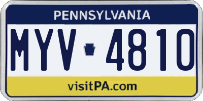 PA license plate MYV4810