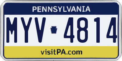 PA license plate MYV4814