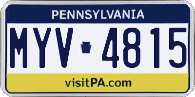 PA license plate MYV4815