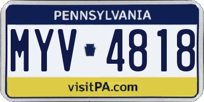 PA license plate MYV4818