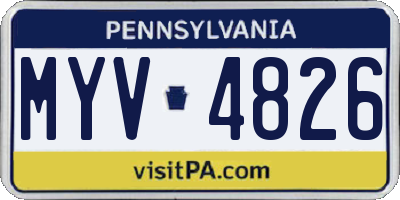 PA license plate MYV4826