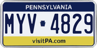 PA license plate MYV4829