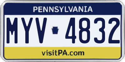 PA license plate MYV4832