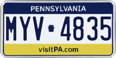 PA license plate MYV4835