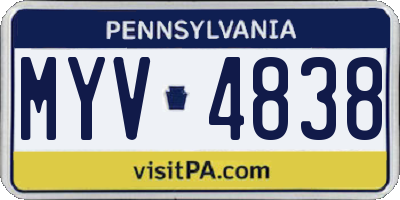 PA license plate MYV4838