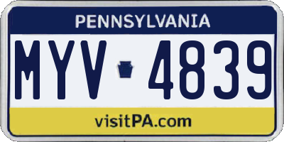 PA license plate MYV4839