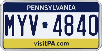 PA license plate MYV4840