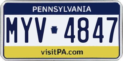 PA license plate MYV4847
