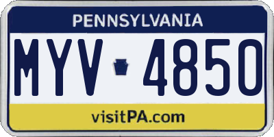 PA license plate MYV4850