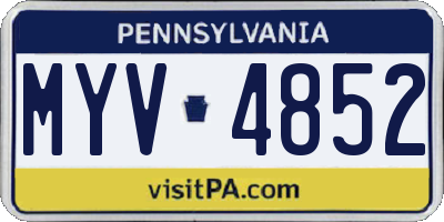 PA license plate MYV4852