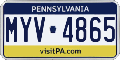 PA license plate MYV4865