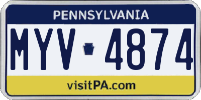 PA license plate MYV4874
