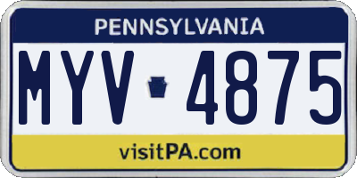 PA license plate MYV4875