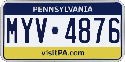 PA license plate MYV4876