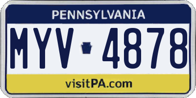 PA license plate MYV4878