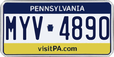 PA license plate MYV4890