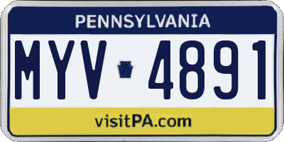 PA license plate MYV4891
