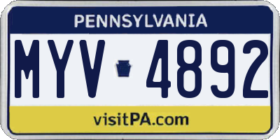 PA license plate MYV4892