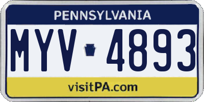 PA license plate MYV4893