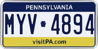 PA license plate MYV4894