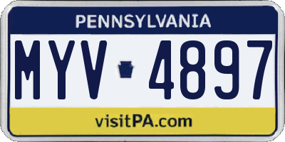 PA license plate MYV4897