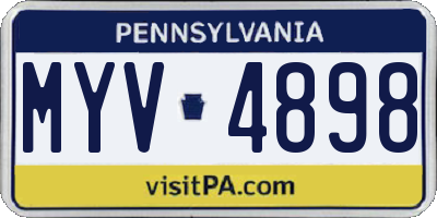 PA license plate MYV4898