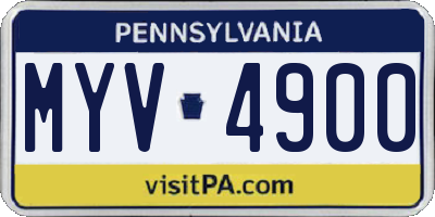 PA license plate MYV4900