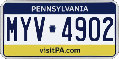 PA license plate MYV4902