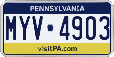 PA license plate MYV4903