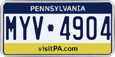 PA license plate MYV4904
