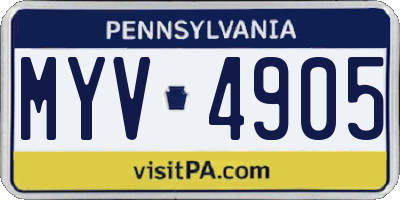 PA license plate MYV4905