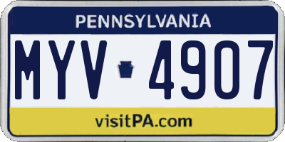 PA license plate MYV4907