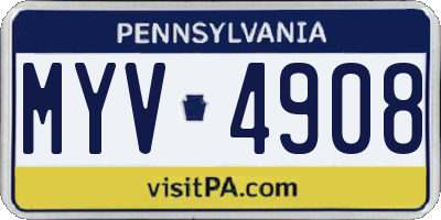 PA license plate MYV4908