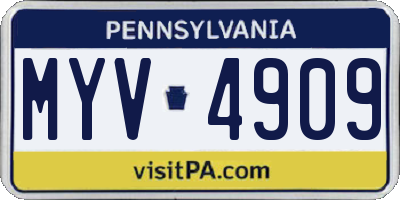 PA license plate MYV4909
