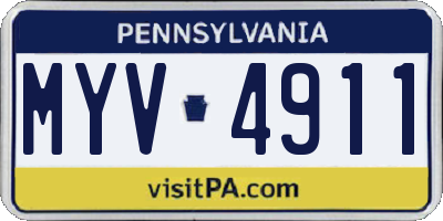 PA license plate MYV4911