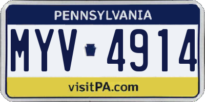 PA license plate MYV4914
