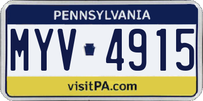 PA license plate MYV4915