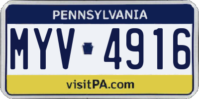 PA license plate MYV4916