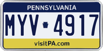 PA license plate MYV4917