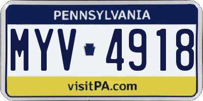 PA license plate MYV4918