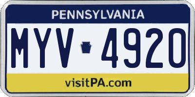 PA license plate MYV4920