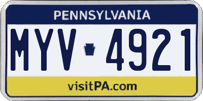 PA license plate MYV4921
